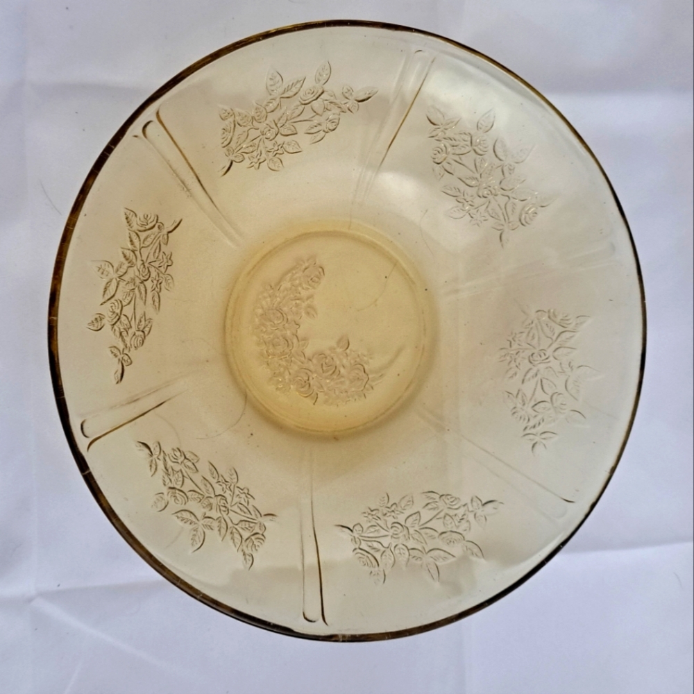 Vintage Federal Glass Shannon Rose Serving Bowl